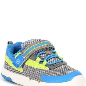 Stride Rite Gray and Blue Kids' Sneakers with Lime Accents